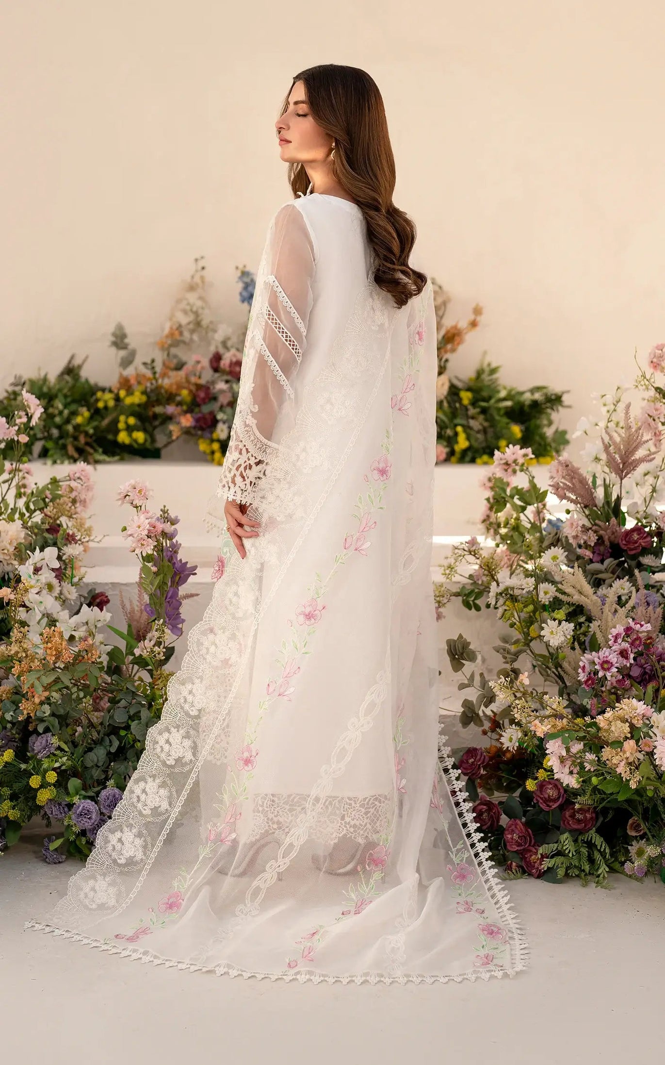 Asifa & Nabeel Azalia Luxury Lawn'25 Dove (AZL25-03)