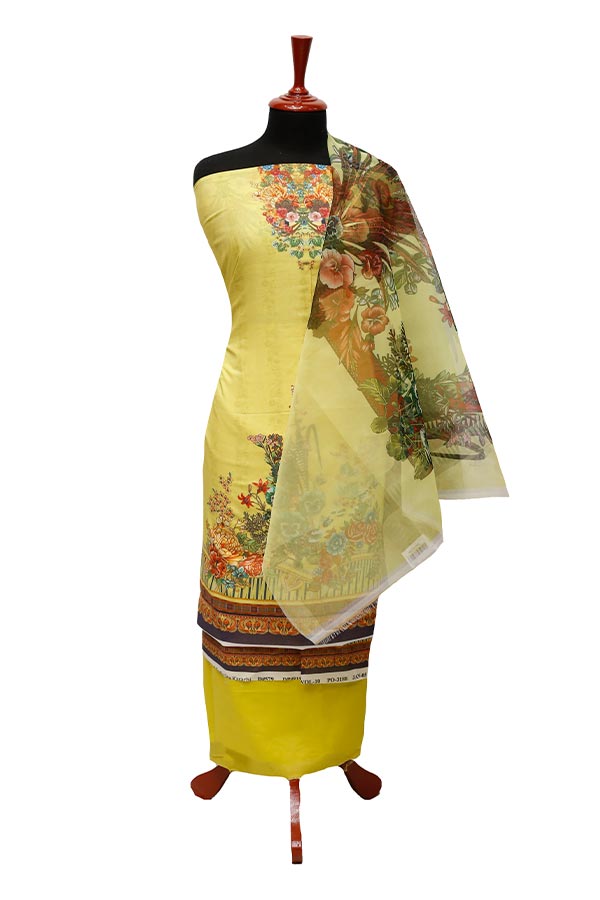 E9 D/Lawn Organza Dupatta`22 D#8181 Yellow
