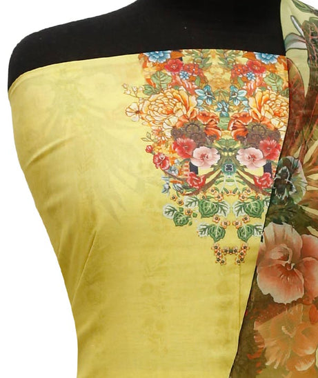 E9 D/Lawn Organza Dupatta`22 D#8181 Yellow