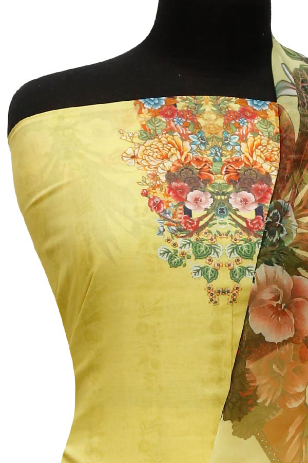 E9 D/Lawn Organza Dupatta`22 D#8181 Yellow