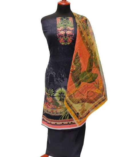 E9 D/Lawn Organza Dupatta`22 D#8182 N Blue