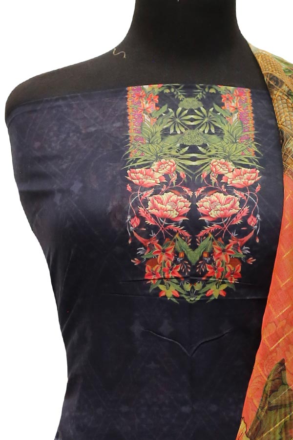E9 D/Lawn Organza Dupatta`22 D#8182 N Blue