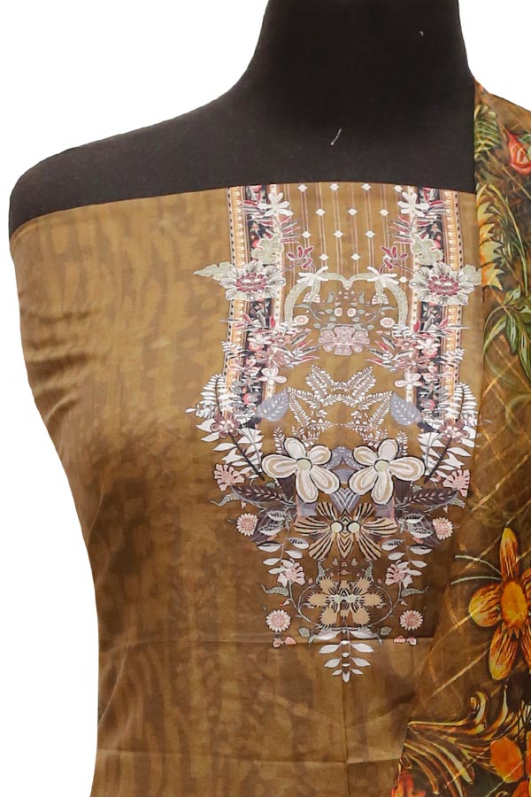 E9 D/Lawn Organza Dupatta`22 D#8183 Brown