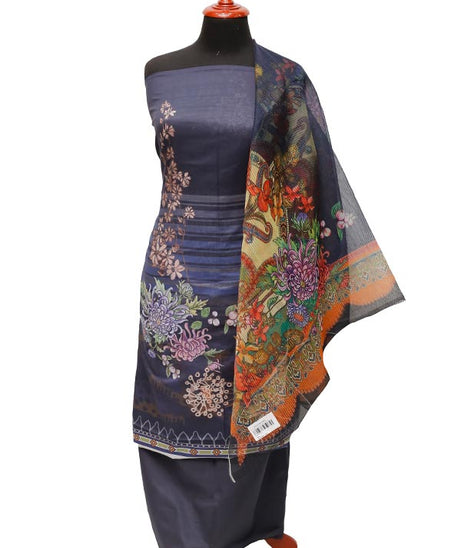 E9 D/Lawn Organza Dupatta`22 D#8185 Blue