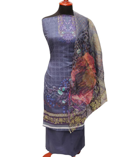 E9 D/Lawn Organza Dupatta`22 D#8190 Blue
