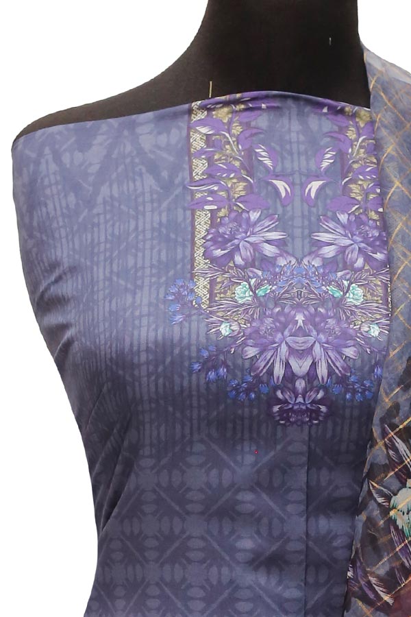 E9 D/Lawn Organza Dupatta`22 D#8190 Blue