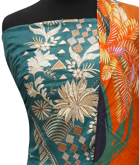 E9 Digital Scalip E/Lawn Dupatta`22 D#8141 D Green
