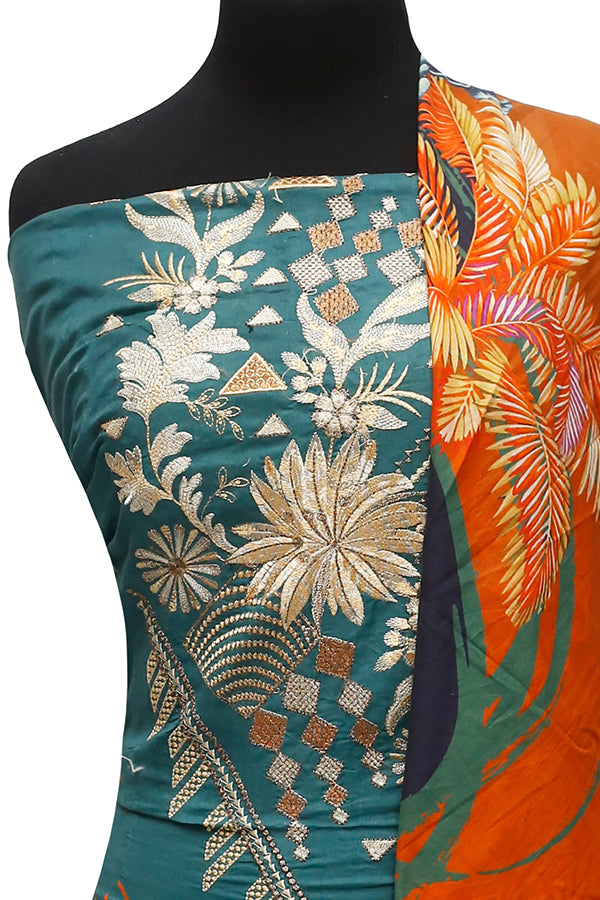 E9 Digital Scalip E/Lawn Dupatta`22 D#8141 D Green