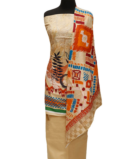 E9 Digital Scalip E/Lawn Dupatta`22 D#8143 Golden