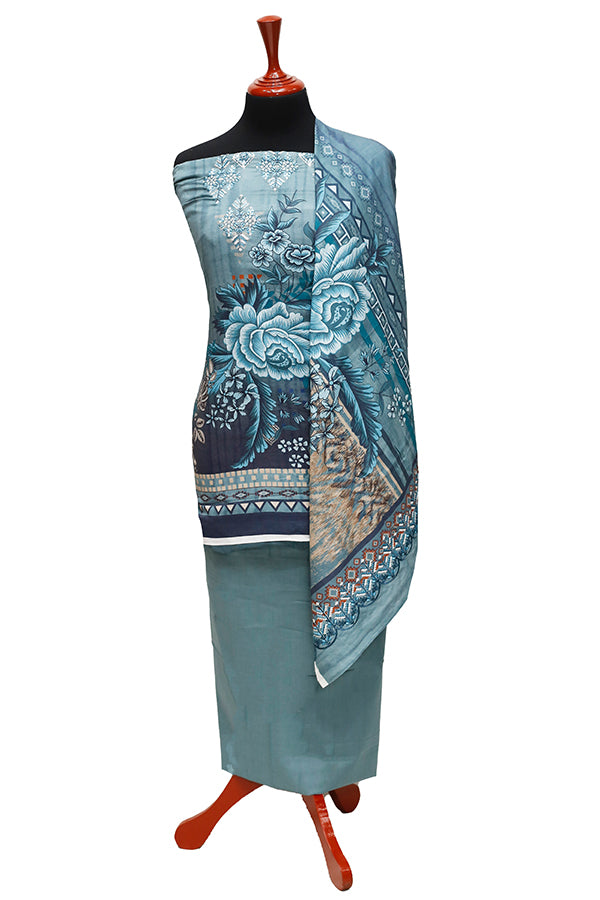 E9 Digital Scalip E/Lawn Dupatta`22 D#8147 Blue