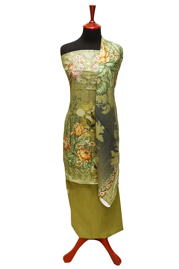 E9 Digital Scalip E/Lawn Dupatta`22 D#8149 M Green