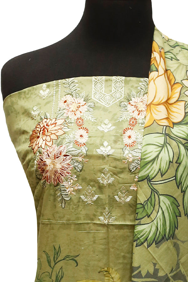 E9 Digital Scalip E/Lawn Dupatta`22 D#8149 M Green