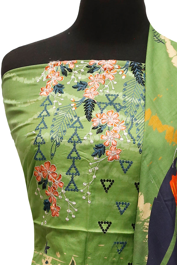 E9 Digital Scalip E/Lawn Dupatta`22 D#8150 Green