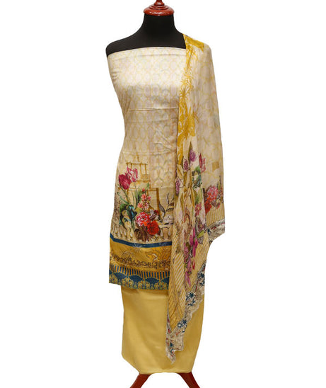 E9 Egyption P/Lawn B/Dupatta`22 D#877 Yellow