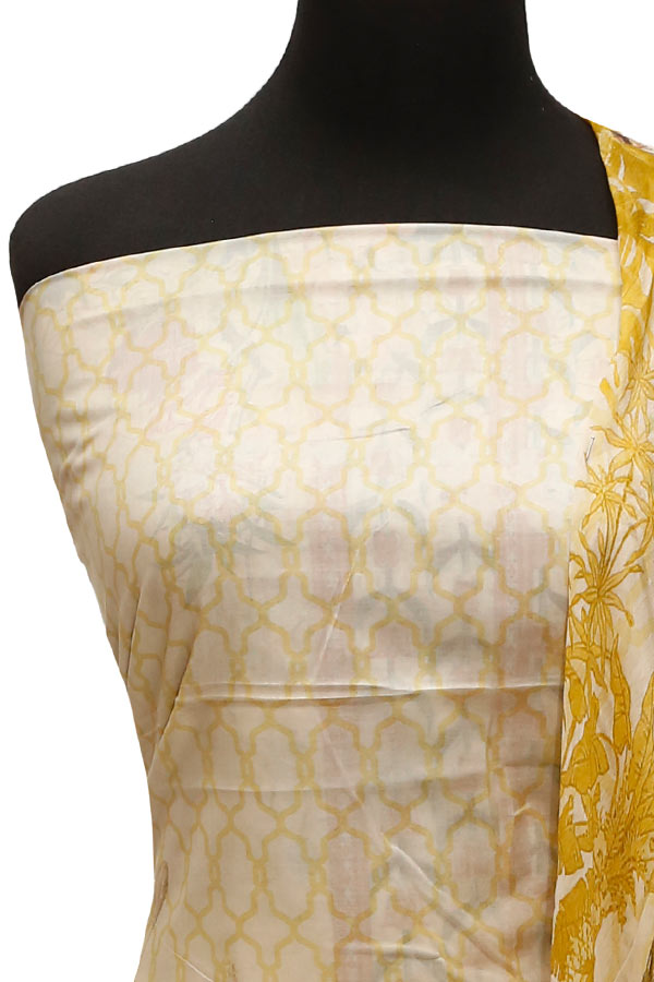 E9 Egyption P/Lawn B/Dupatta`22 D#877 Yellow