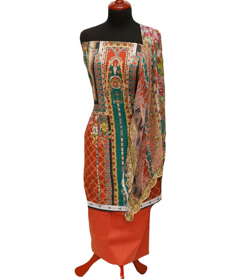 E9 Egyption P/Lawn B/Dupatta`22 D#878 Rust