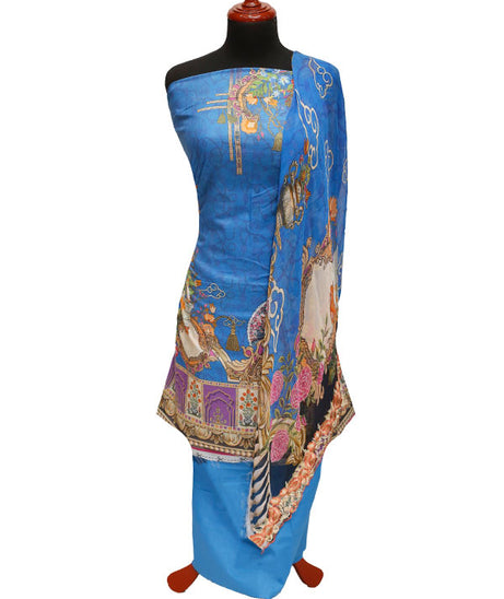 E9 Egyption P/Lawn B/Dupatta`22 D#891 Blue