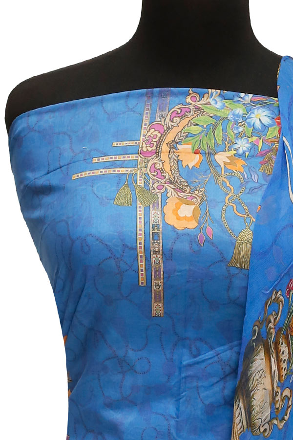 E9 Egyption P/Lawn B/Dupatta`22 D#891 Blue