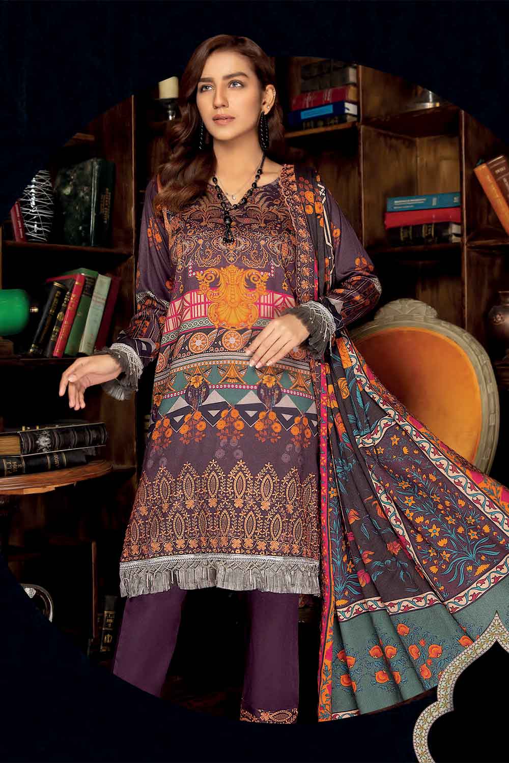 Elegant Anitque Emb Shawl'21 D#1