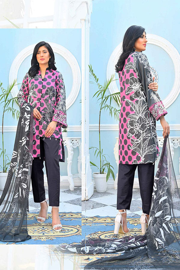 Feroza Digital Emb Lawn`22 Black