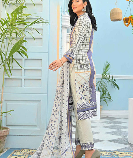 Feroza Digital Emb Lawn`22 Grey
