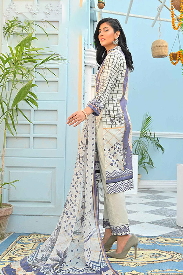 Feroza Digital Emb Lawn`22 Grey