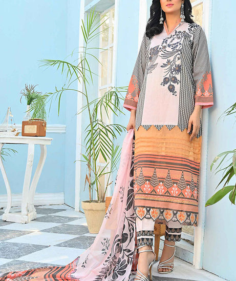 Feroza Digital Emb Lawn`22 LT-Pink