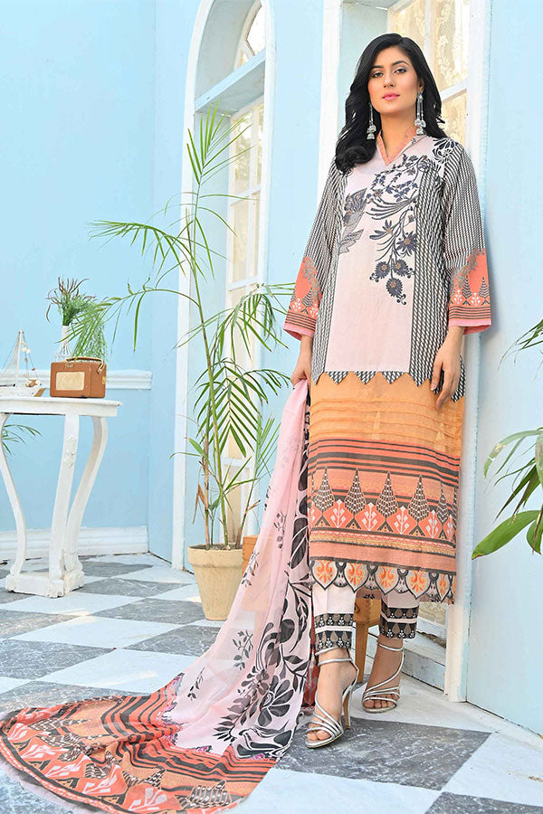 Feroza Digital Emb Lawn`22 LT-Pink