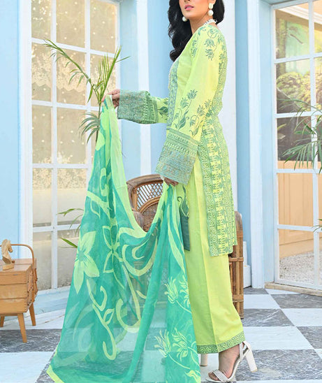 Feroza Digital Emb Lawn`22 P-Green