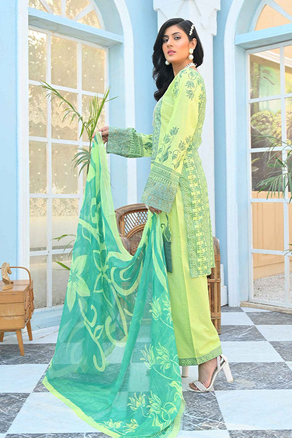 Feroza Digital Emb Lawn`22 P-Green