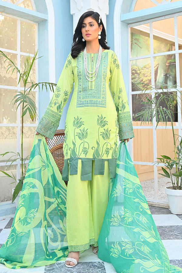 Feroza Digital Emb Lawn`22 P-Green
