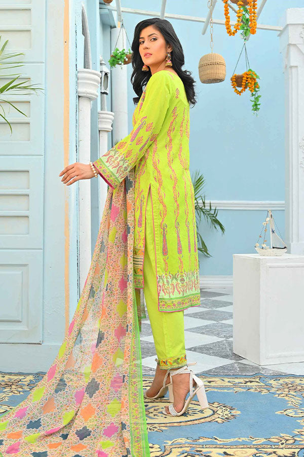 Feroza Digital Emb Lawn`22 Parrot