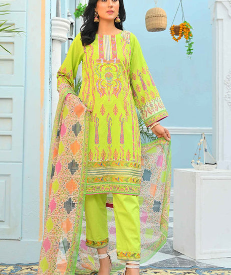 Feroza Digital Emb Lawn`22 Parrot