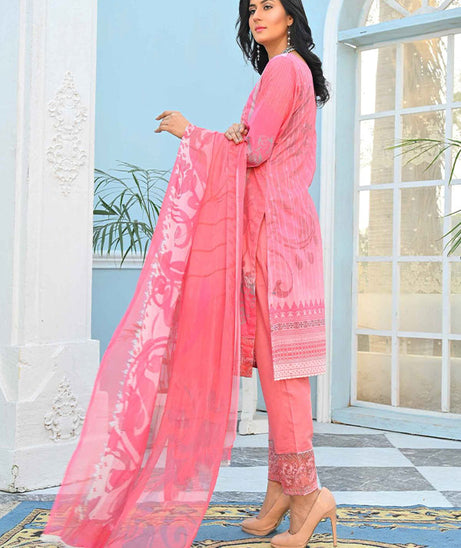 Feroza Digital Emb Lawn`22 Pink