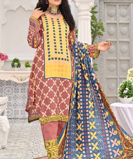 Feroza Digital Print Linen`22 D#01 (Brick)