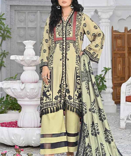 Feroza Digital Print Linen`22 D#01 (Golden)