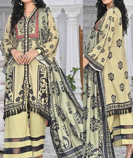 Feroza Digital Print Linen`22 D#01 (Golden)