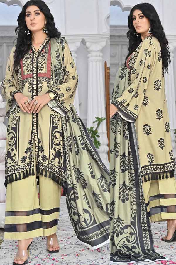 Feroza Digital Print Linen`22 D#01 (Golden)