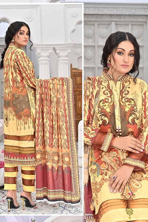 Feroza Digital Print Linen`22 D#01 (L-Golden)