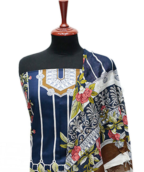 Firdous Korian Lawn Net Dupatta`25 D#12653 (Blue)