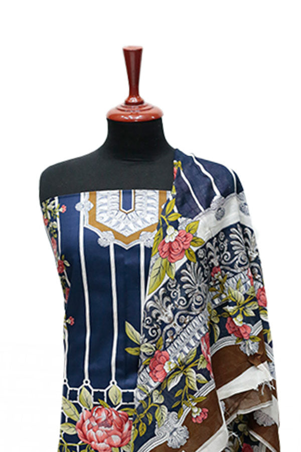 Firdous Korian Lawn Net Dupatta`25 D#12653 (Blue)