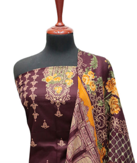 Firdous Korian Lawn Net Dupatta`25 D#12656 (Maroon)