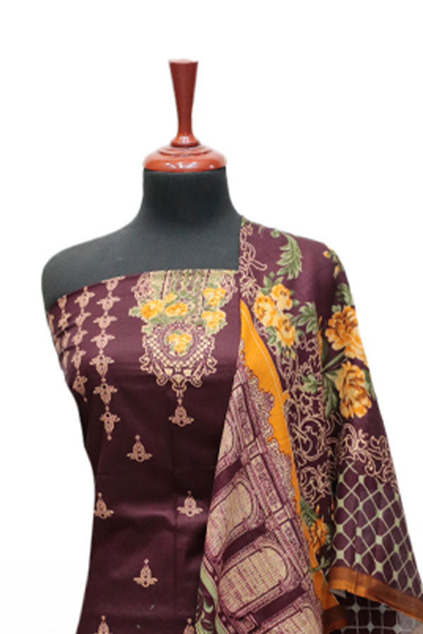 Firdous Korian Lawn Net Dupatta`25 D#12656 (Maroon)