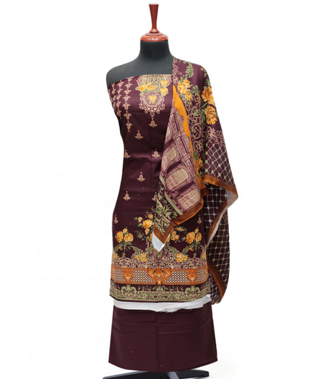Firdous Korian Lawn Net Dupatta`25 D#12656 (Maroon)