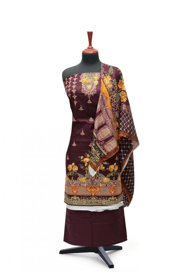 Firdous Korian Lawn Net Dupatta`25 D#12656 (Maroon)