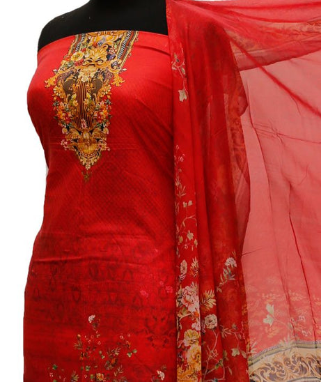 Five Star D/Lawn B/Dupatta`21 D#1422 (Red)