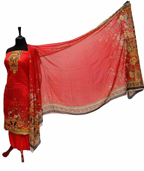 Five Star D/Lawn B/Dupatta`21 D#1422 (Red)