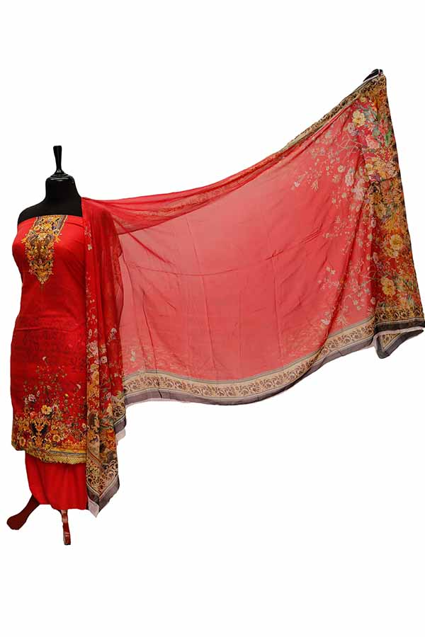 Five Star D/Lawn B/Dupatta`21 D#1422 (Red)