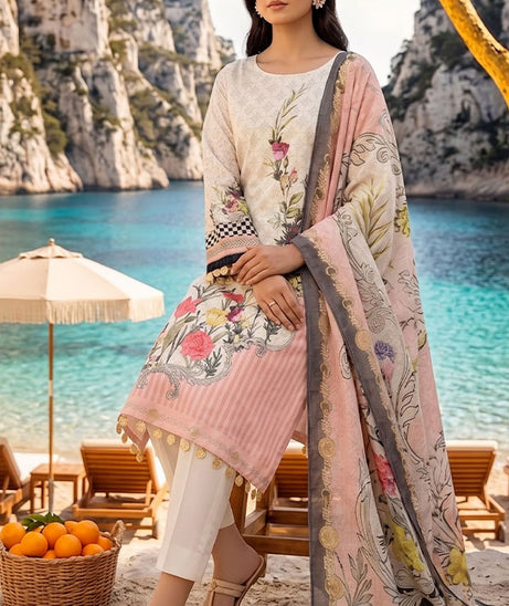 Floraison D/C Linen`26 D#7608 (Off White)