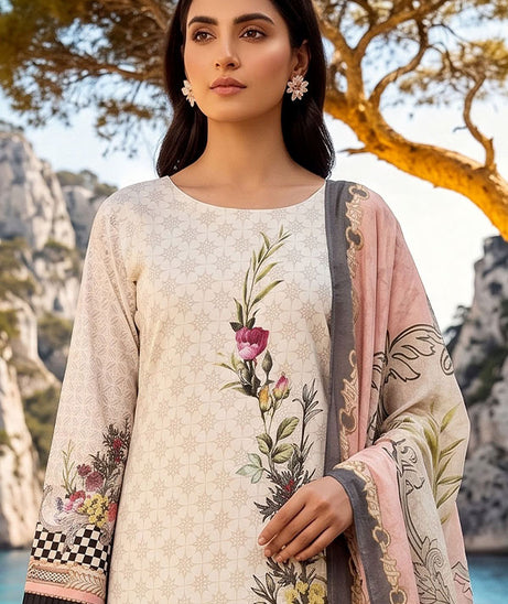 Floraison D/C Linen`26 D#7608 (Off White)
